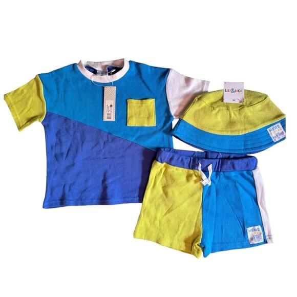 Lily & Jack Baby Boy Three Piece Shirt Shorts & Hat Matching Set  NWT Sz 9-12M - Picture 1 of 13